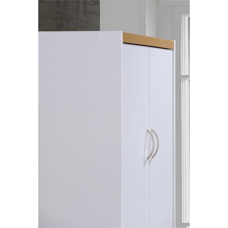 Pemberly Row 4-Door and 4-Shelf Contemporary Wood Kitchen Pantry in White