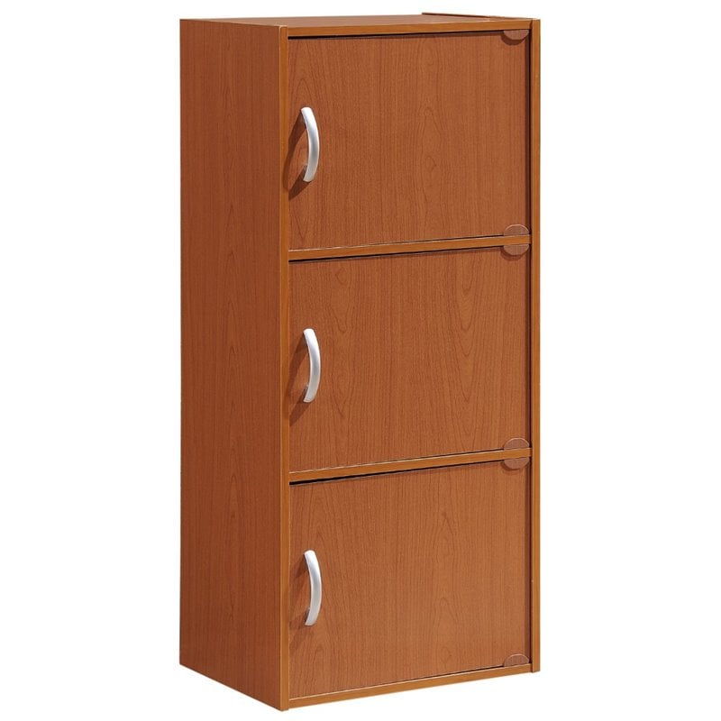 Pemberly Row 3 Shelf 3 Door Bookcase in Cherry