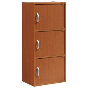 Pemberly Row 3 Shelf 3 Door Bookcase in Cherry
