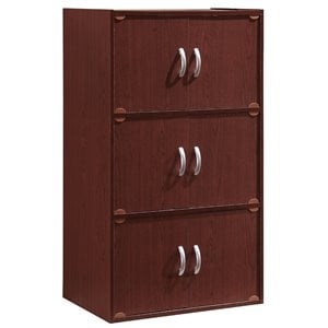 Pemberly Row 3 Shelf 6 Door Bookcase in Mahogany