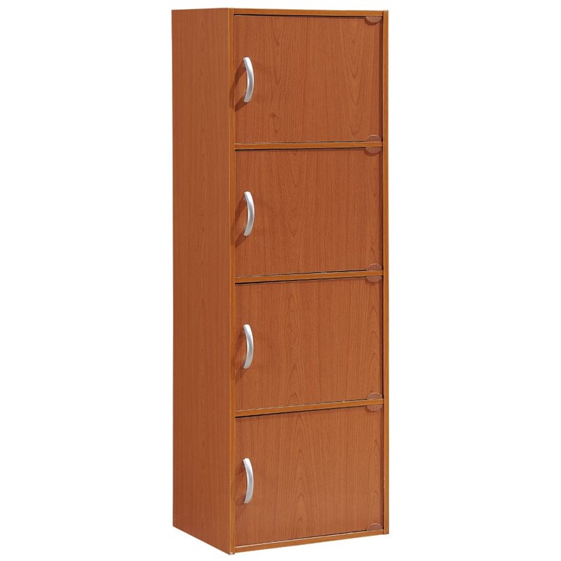 Pemberly Row 4 Shelf 4 Door Bookcase in Cherry