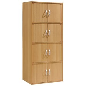 Pemberly Row 4 Shelf 8 Door Bookcase in Beech