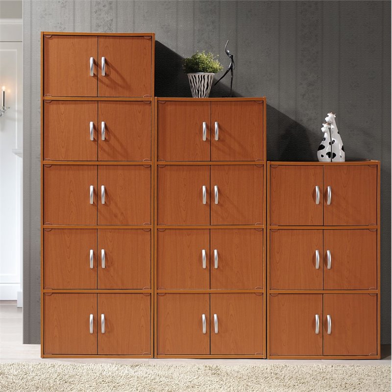 Pemberly Row 4 Shelf 8 Door Bookcase in Cherry