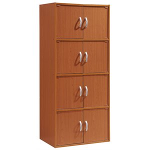 Pemberly Row 4 Shelf 8 Door Bookcase in Cherry