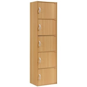 Pemberly Row 5 Shelf 5 Door Bookcase in Beech