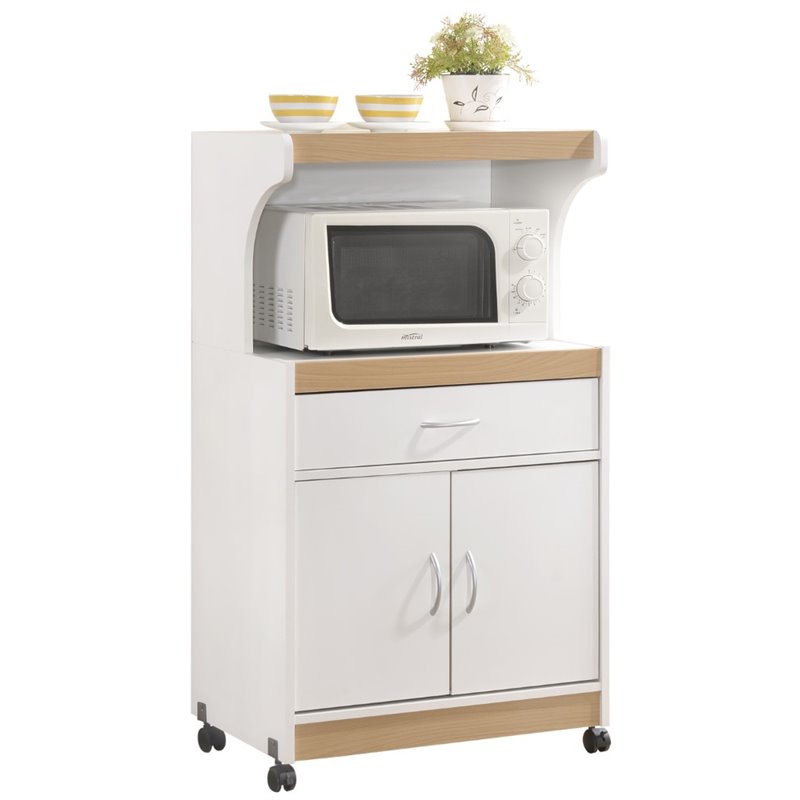 Pemberley Row Wood White Kitchen Cart Rectangular Wheels 45
