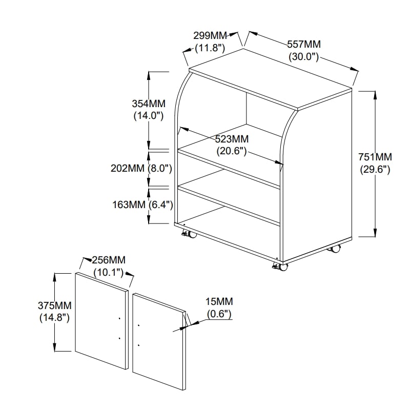 Pemberly Row Microwave Kitchen Cart in Cherry