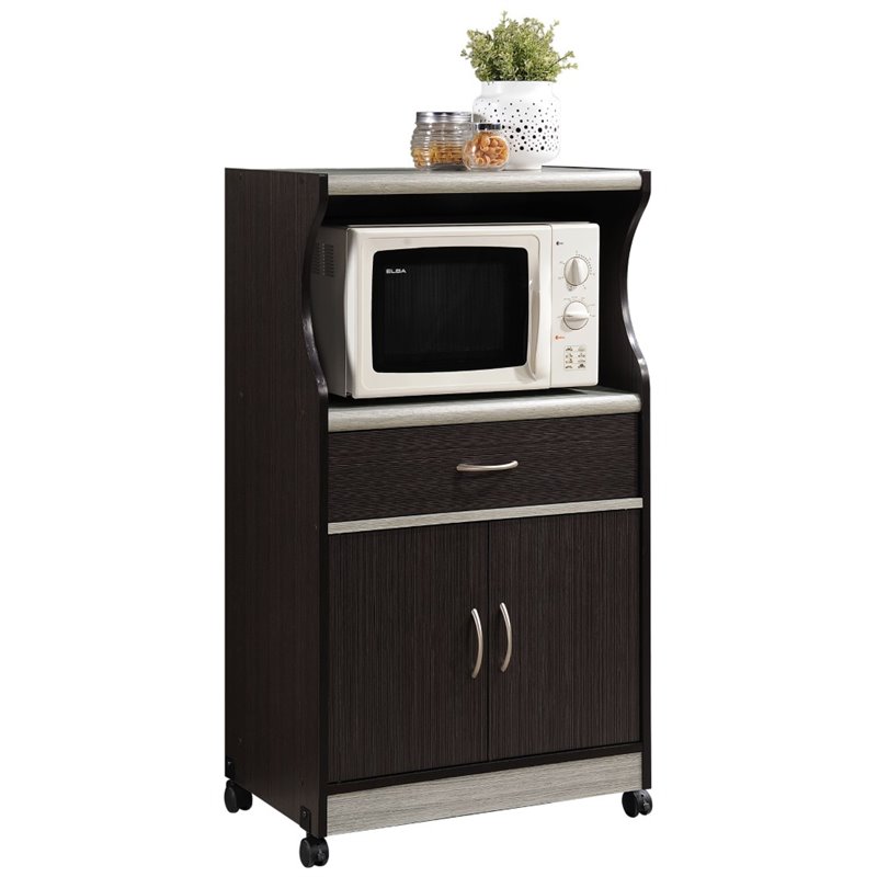 Pemberley Row Wood Chocolate Gray Kitchen Cart Rectangular Wheels 42