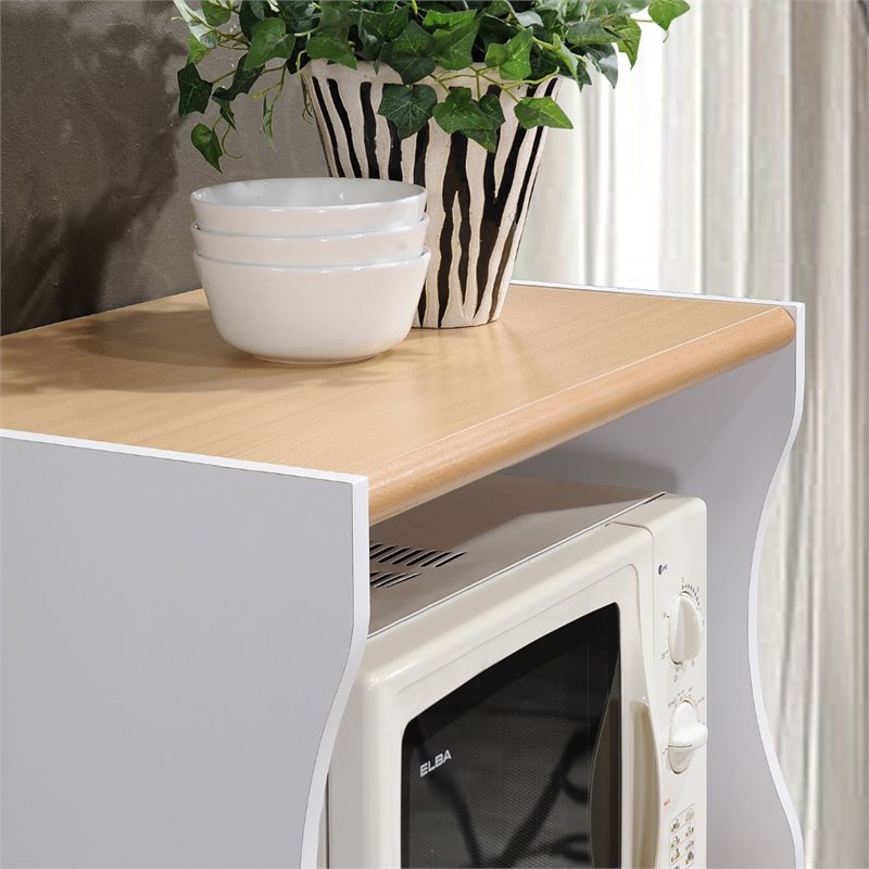 Pemberly Row Microwave Kitchen Cart in White
