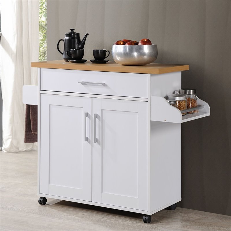 Pemberley Row Engineered Wood White Kitchen Island Rectangular Functional