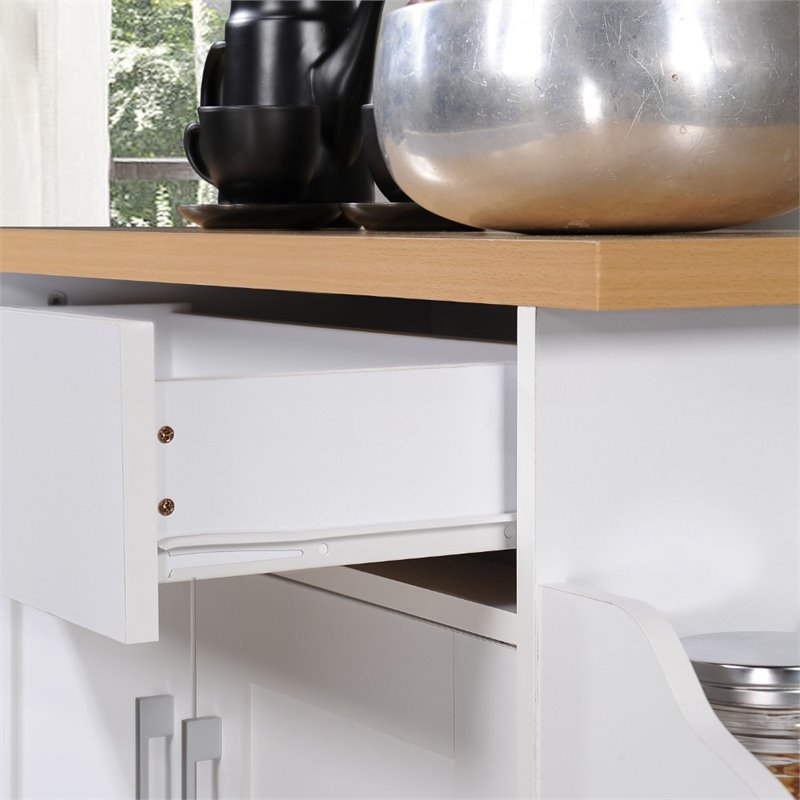 Pemberley Row Engineered Wood White Kitchen Island Rectangular Functional