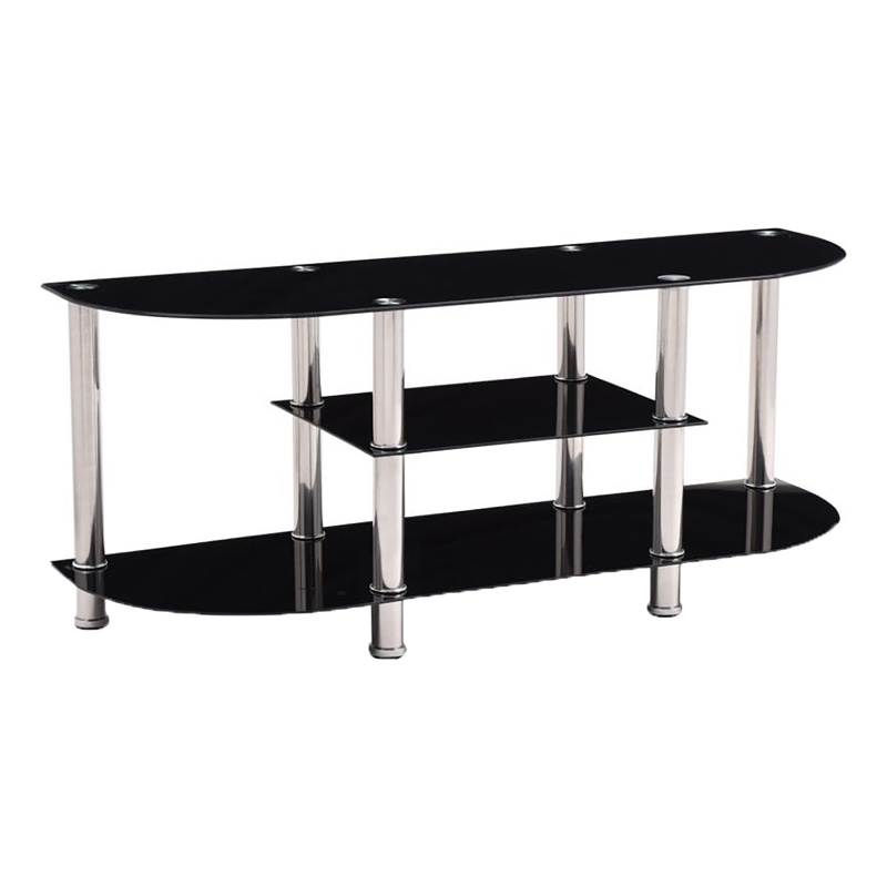 Pemberly Row Modern Glass TV Stand for TVs up to 55
