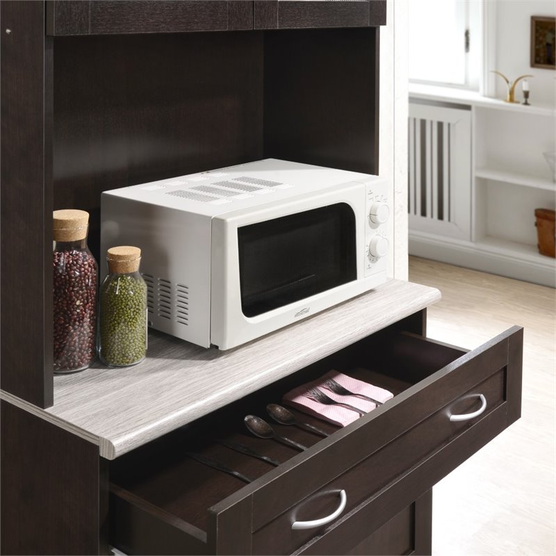 Pemberley Row Wooden Chocolate Gray Kitchen Cabinet Rectangular 79