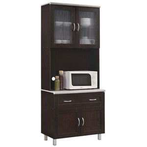 Pemberley Row Wooden Chocolate Gray Kitchen Cabinet Rectangular 79&quot x 32&quot x 17&quot Unassembled