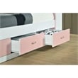 Pemberly Row Contemporary Wood Twin Captain Storage Bed with 3 Drawers in Pink