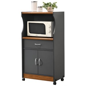 Pemberley Row Wood Gray Oak Kitchen Cart Rectangular Wheels 42&quot x 24&quot x 17&quot