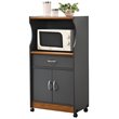 Pemberley Row Wood Gray Oak Kitchen Cart Rectangular Wheels 42