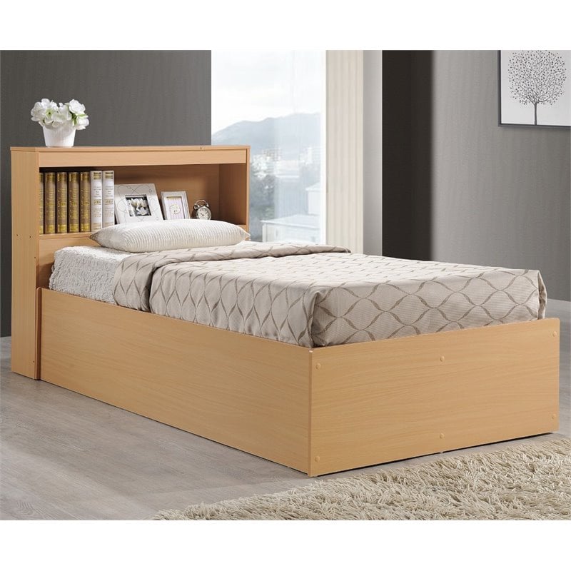 Pemberley Row Engineered Wood Beech Twin Captain Bed Rectangular With Storage 35