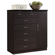 Pemberly Row Contemporary 7 Drawer Wood Chest with 2-Locking Drawer in Chocolate