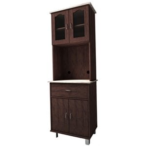 Pemberley Row Wood Chocolate Gray Kitchen Cabinet Rectangular Storage 68.4&quot Unassembled