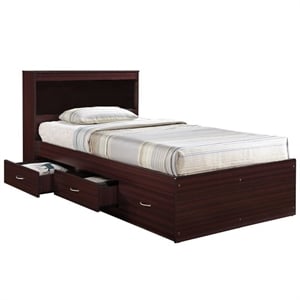 Pemberley Row Engineered Wood Mahogany Twin Captain Storage Bed with 3 Drawers 84.5&quot Unassembled