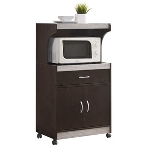 Pemberley Row Wood Chocolate Gray Kitchen Cart Rectangular Wheels 45&quot