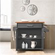 Pemberley Row Engineered Wood Gray Oak Kitchen Island Rectangular Spice Rack Wheels
