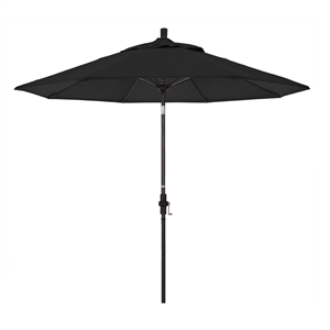 Pemberly Row Skye 9' Bronze Patio Umbrella in Sunbrella 1A Black