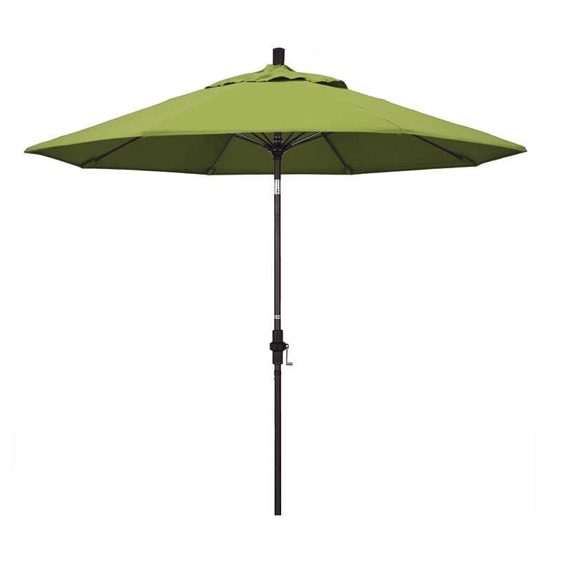 Pemberly Row Skye 9' Bronze Patio Umbrella in Sunbrella 2A Macaw