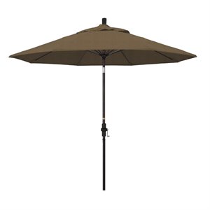Pemberly Row Skye 9' Bronze Patio Umbrella in Sunbrella 2A Linen Sesame