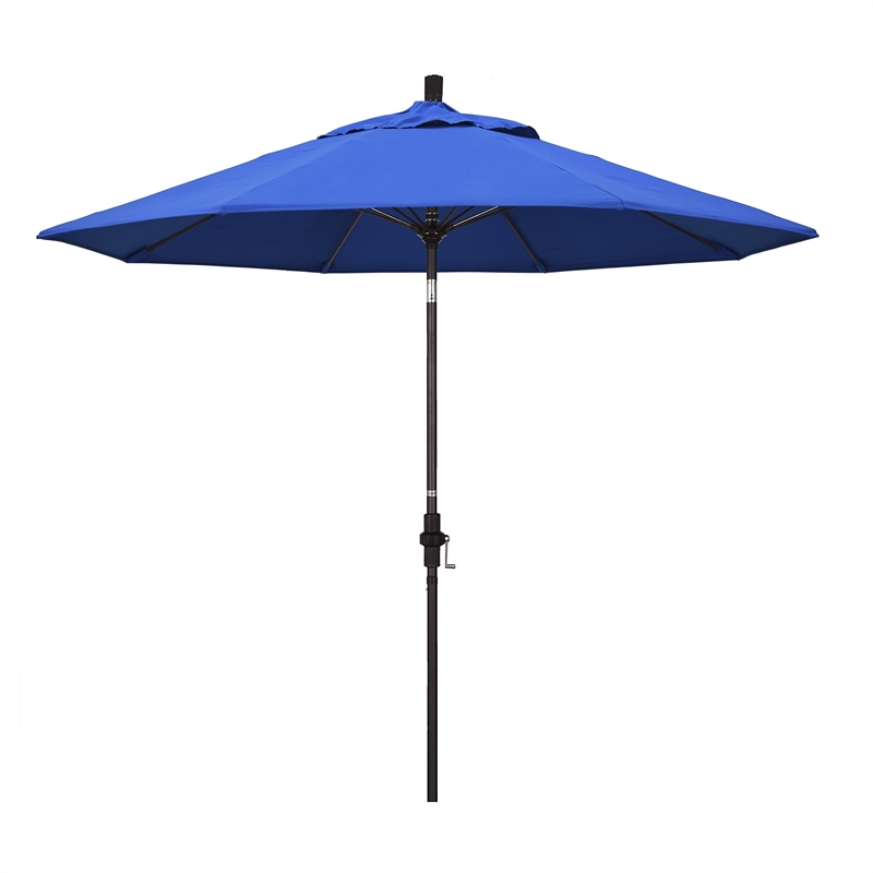 Pemberly Row Skye 9' Bronze Patio Umbrella in Olefin Royal Blue