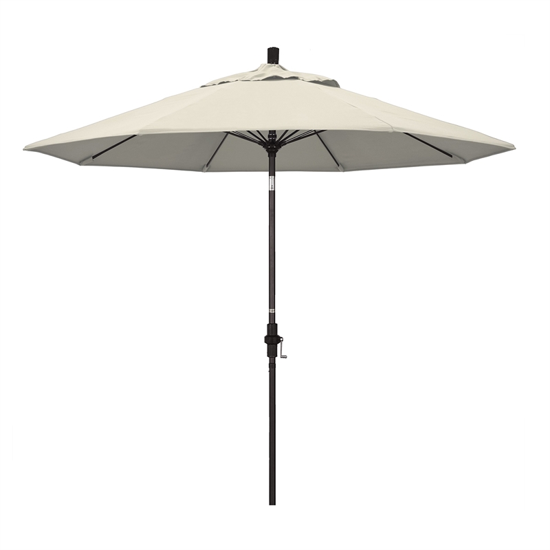 Pemberly Row Skye 9' Bronze Patio Umbrella in Olefin Antique Beige