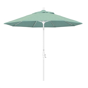 Pemberly Row Skye 9' White Patio Umbrella in Sunbrella 1A Spectrum Mist