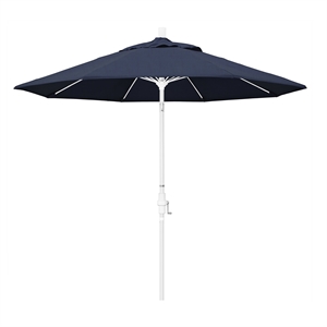 Pemberly Row Skye 9' White Patio Umbrella in Sunbrella 1A Spectrum Indigo