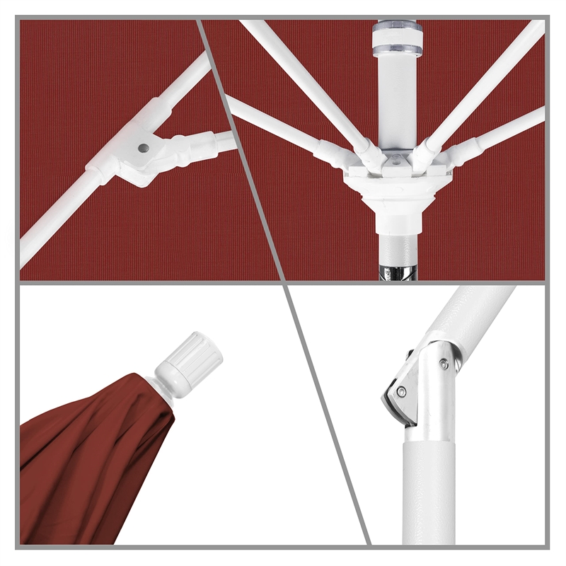 Pemberly Row Skye 9' White Patio Umbrella in Sunbrella 2A Henna