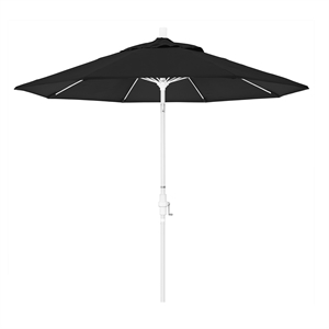 Pemberly Row Skye 9' White Patio Umbrella in Sunbrella 1A Black