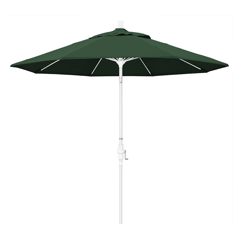 Pemberly Row Skye 9' White Patio Umbrella in Olefin Hunter Green
