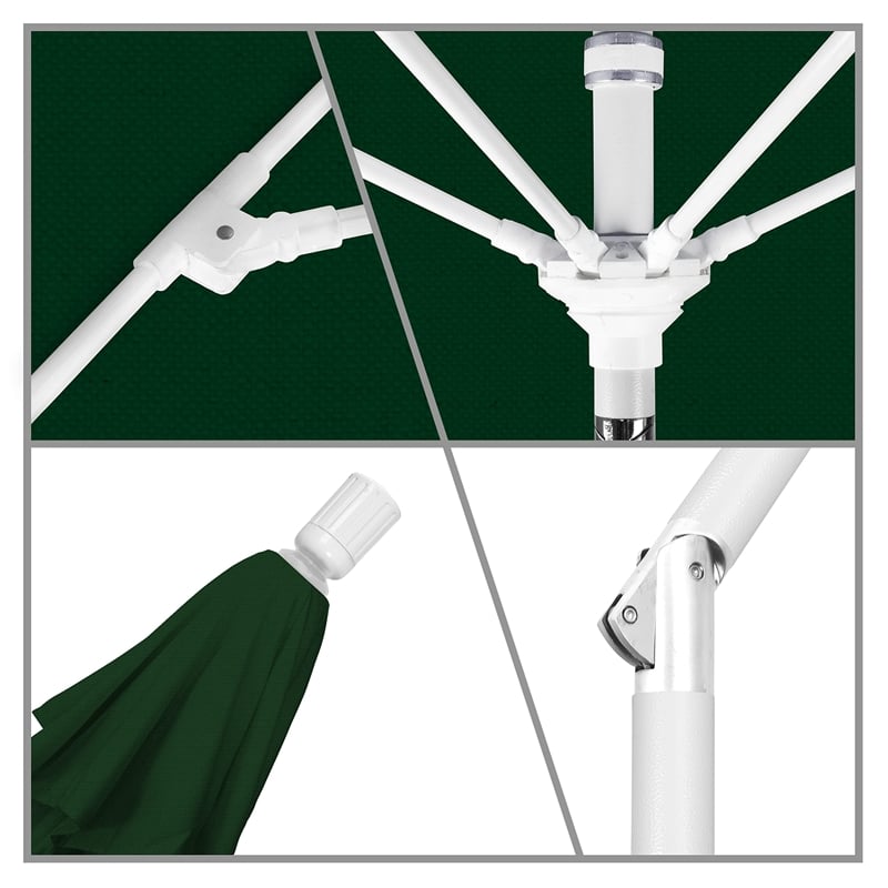 Pemberly Row Skye 9' White Patio Umbrella in Olefin Hunter Green