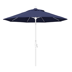 Pemberly Row Skye 9' White Patio Umbrella in Olefin Navy Blue