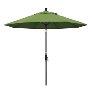 Pemberly Row Skye 9' Black Patio Umbrella in Sunbrella 1A Spectrum Cilantro