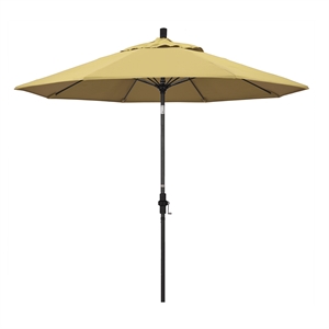 Pemberly Row Skye 9' Black Patio Umbrella in Sunbrella 1A Wheat