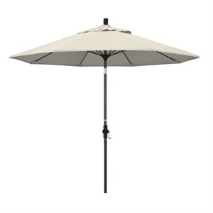 Pemberly Row Skye 9' Black Patio Umbrella in Olefin Antique Beige