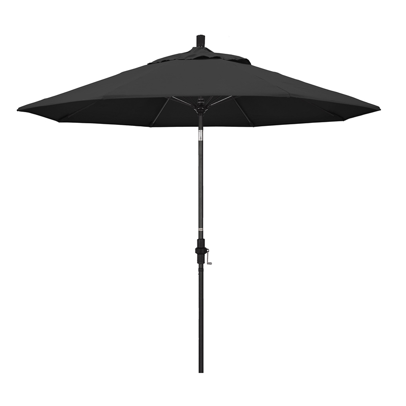 Pemberly Row Skye 9' Black Patio Umbrella in Pacifica Black