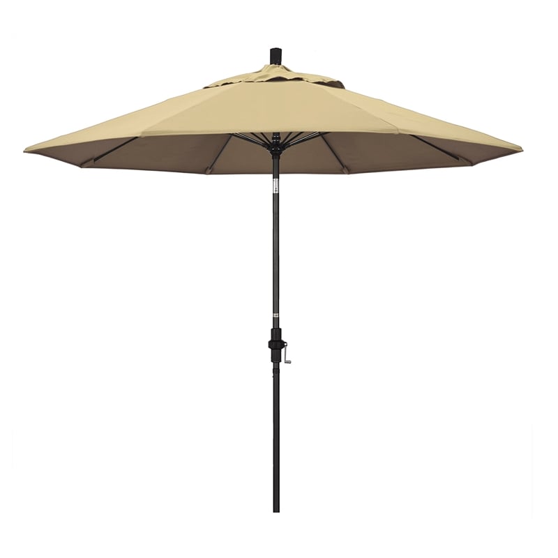 Pemberly Row Skye 9' Black Patio Umbrella in Pacifica Beige