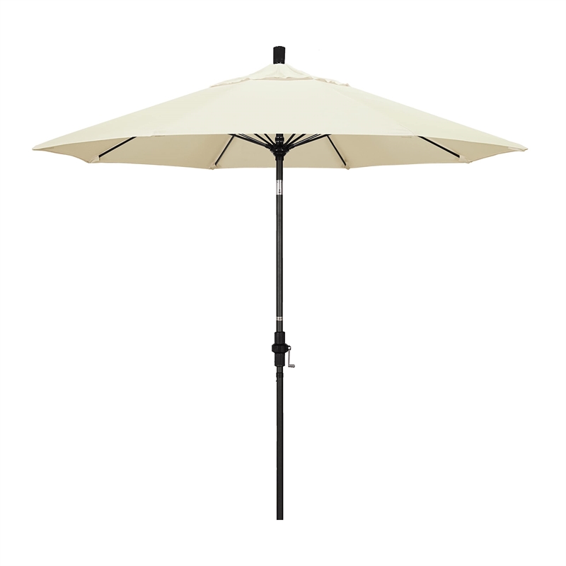 Pemberly Row Skye 9' Black Patio Umbrella in Pacifica Canvas