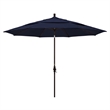 Pemberly Row Gwen 11' Bronze Patio Umbrella in Pacifica Navy Blue