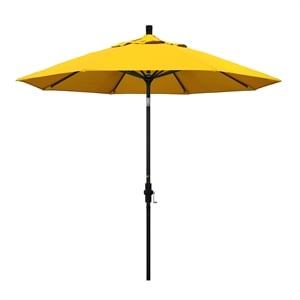Pemberly Row 9' Black Patio Umbrella in Sun-brella 1A Sunflower Yellow