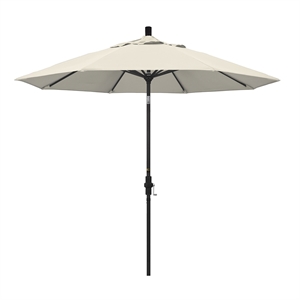 Pemberly Row 9' Black Patio Umbrella in Olefin Antique Beige