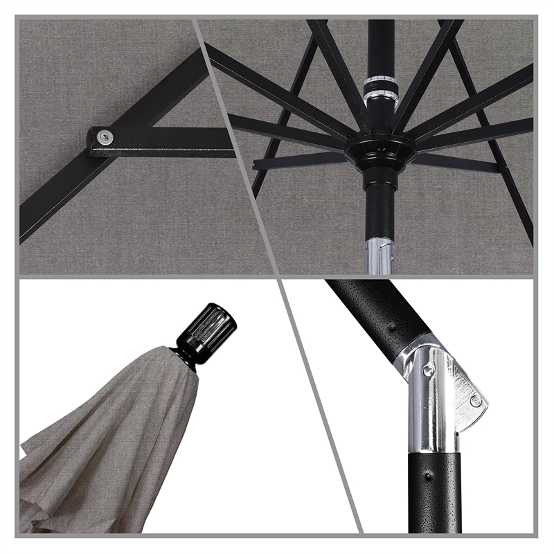 Pemberly Row 9' Black Patio Umbrella in Pacifica Taupe
