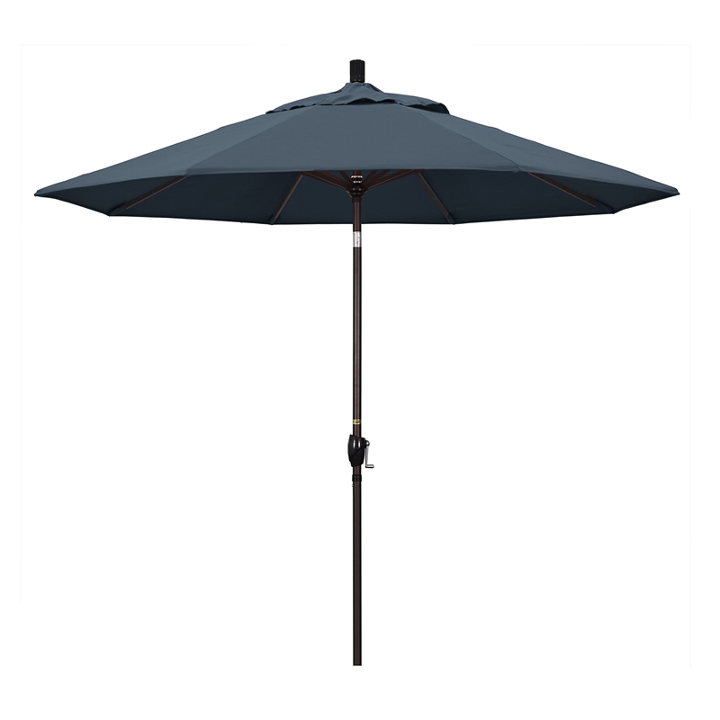 Pemberly Row 9' Bronze Patio Umbrella in Pacifica Sapphire